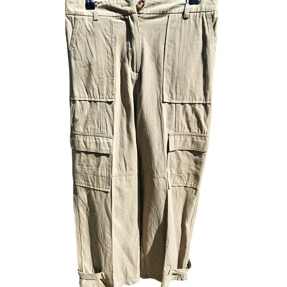 Womans light Olive green minimalist utility cargo pocketed pants size XS - Picture 2 of 8